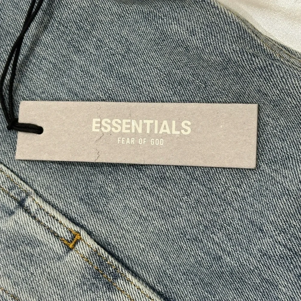 Fear Of God Essentials Denim Trucker Jean Jacket Indigo Blue Large Streetwear